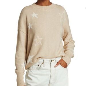 The Rail Beige Wool Blend Star Sweater